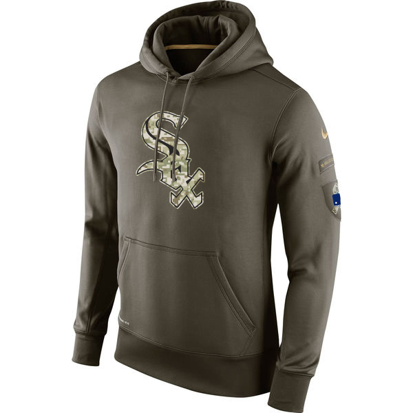 MLB Men Chicago White Sox Nike Olive Salute To Service KO Performance Hoodie Green